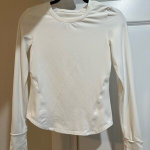 Elegant Cream Long Sleeve Women's Top